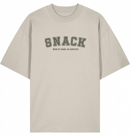 Snack Shirt – Made by Mama, No Additives (Cream-Grün)